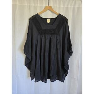 Toast Suzie Kondi Womens Medium Gauze Black Tunic Whimsigoth Boho Peasant Hippie
